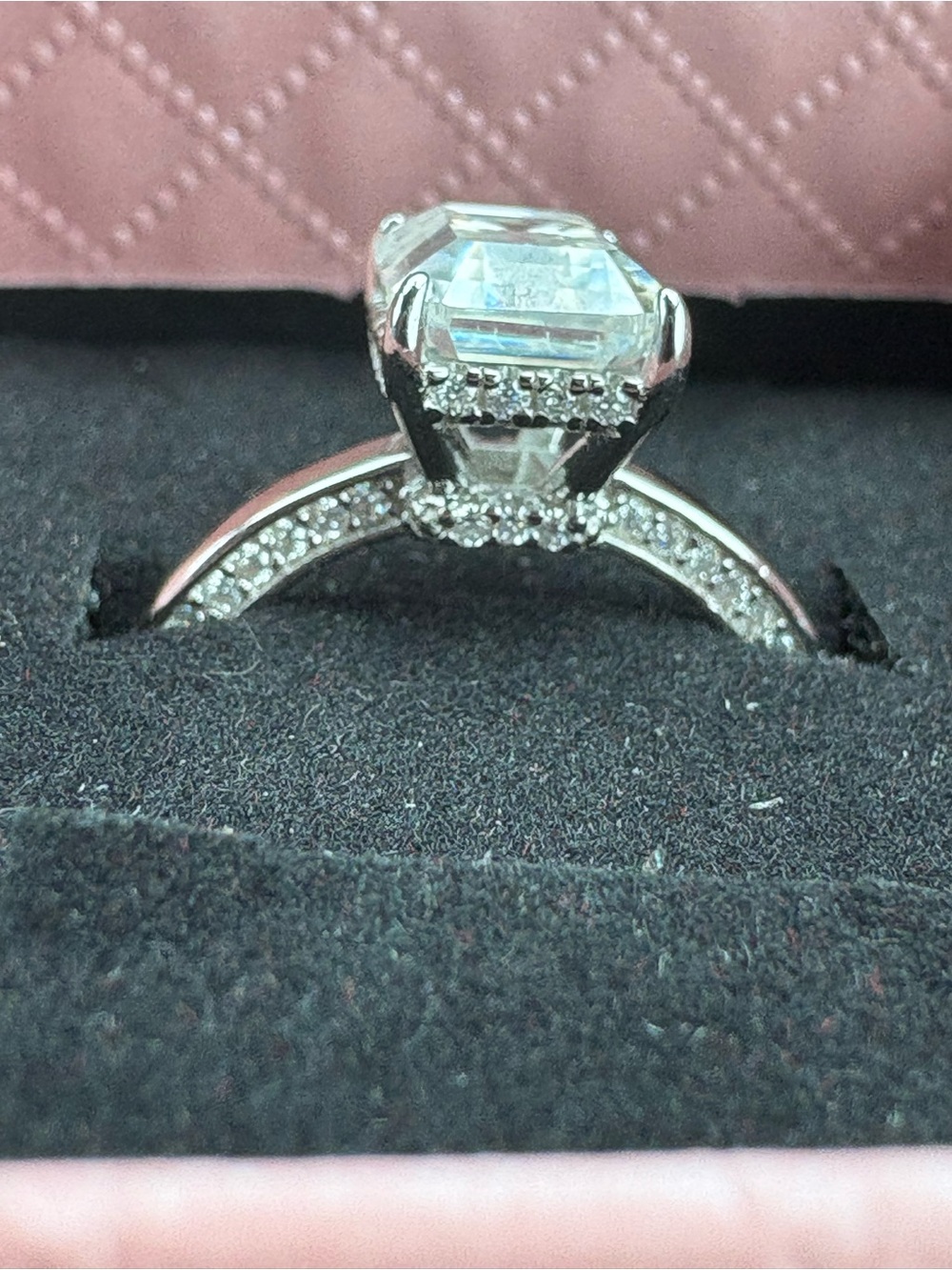 2 Carat Moissanite Emerald Cut Engagement Ring 925 Sterling Silver Set (tested)